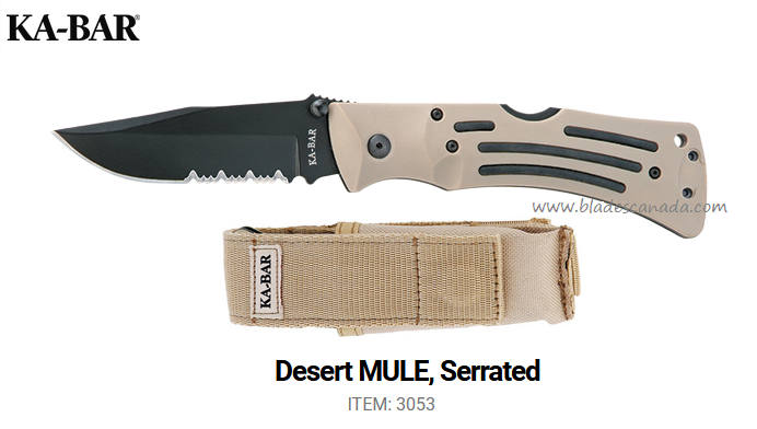 Ka-Bar Desert Mule Folding Knife, AUS 8, Zytel Tan, Ka3053 - Click Image to Close